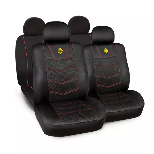 Funda de Asiento Momo SC015BR 10pcs Negro/Rojo Cuerina